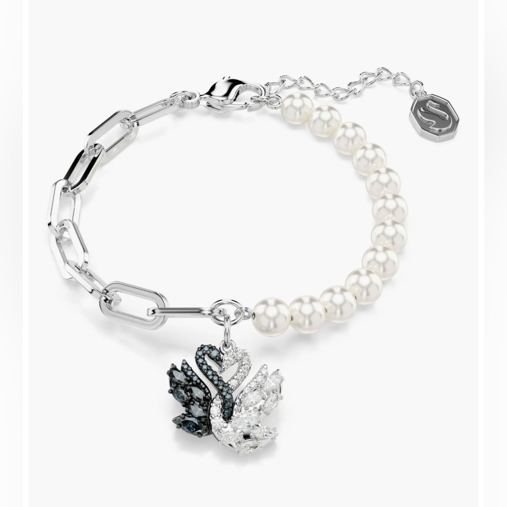 Swarovski Silver and White Pearl Swan Bracelet NWT
